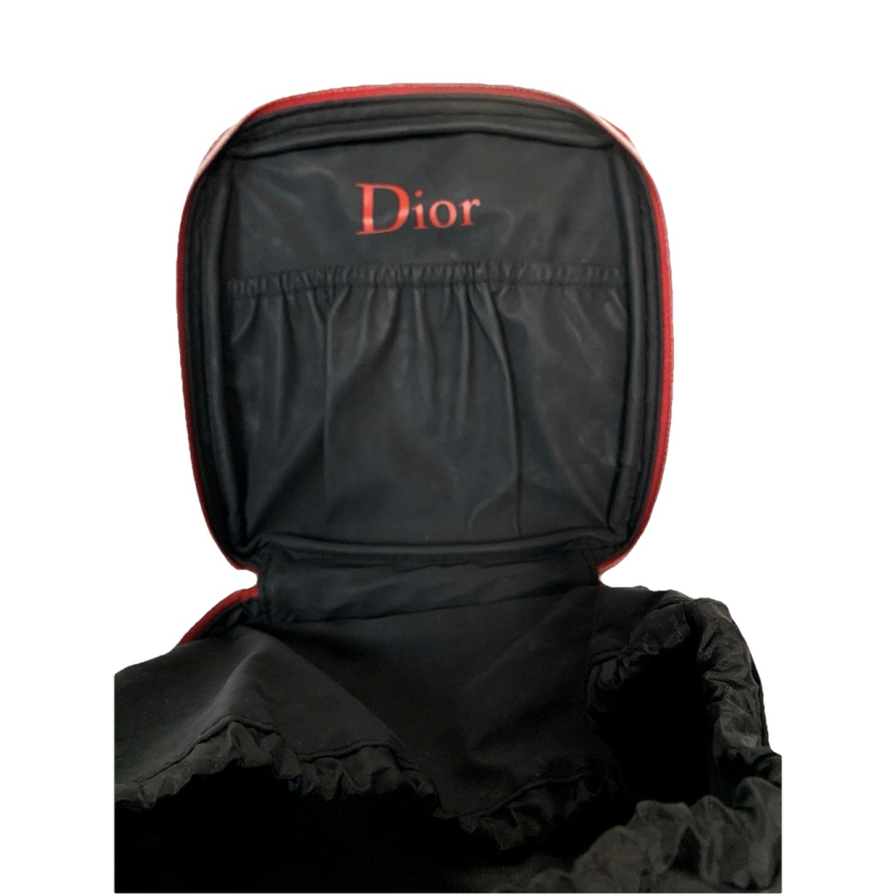 Christian Dior CD Logo Makeup Cosmetic Bag Clutch Pouch Red Patent Leather - Picture 6 of 8
